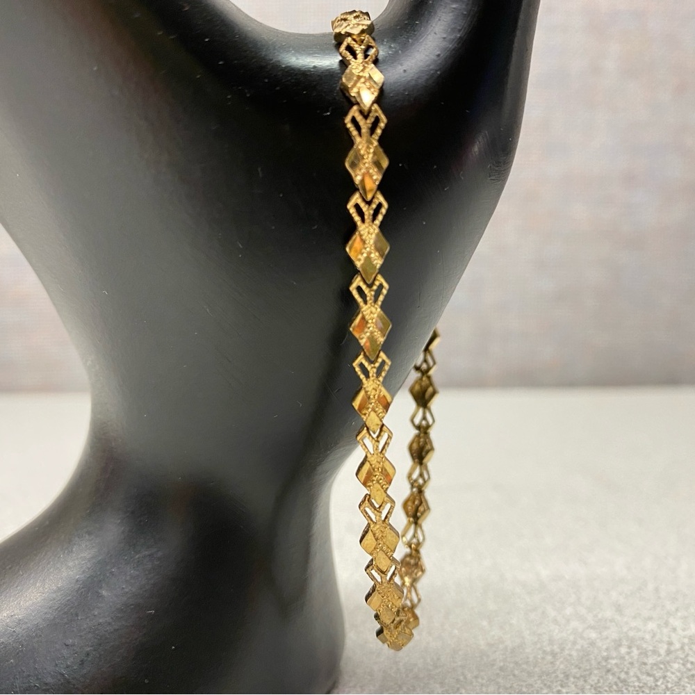 Vintage Beverly Hills 14k Gold Diamond Cut Link tennis Bracelet 7" Lobster Clasp